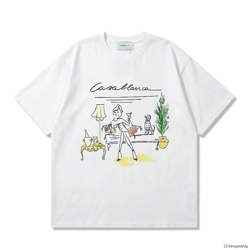 Casablanca Hand-painted Style White T-shirt