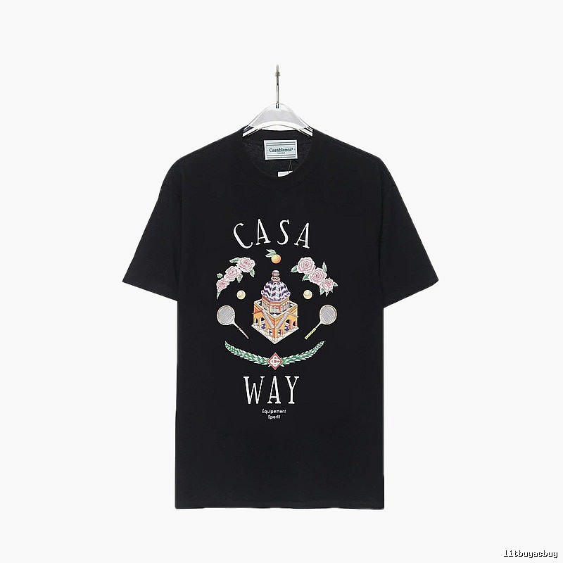 Casablanca Print Retro Style Black T-shirt