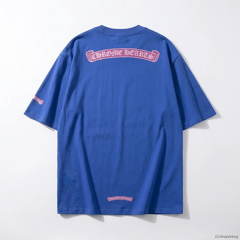 Chrome Hearts Blue Trendy and Cool Short-sleeve Shirt