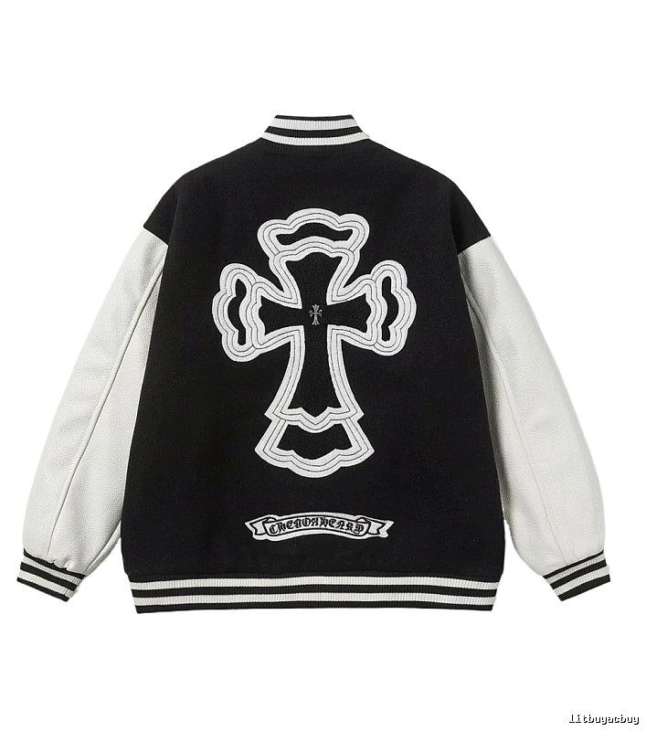 Chrome Hearts Cross Black and White Baseball Jacket