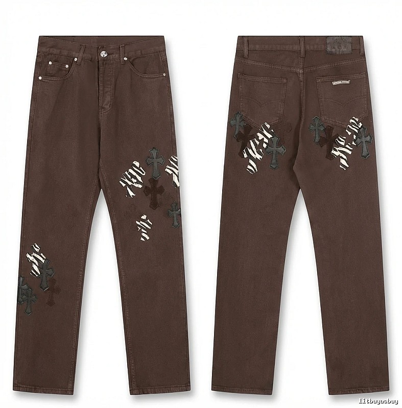 Chrome Hearts Cross Dark Style Brown Pants