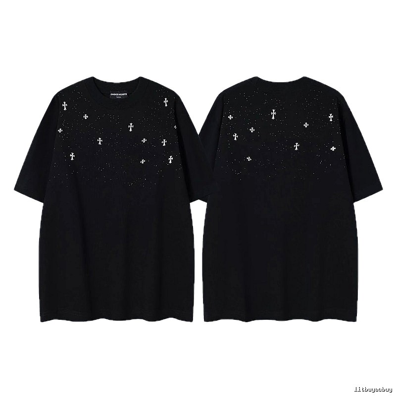 Chrome Hearts Cross Embroidered Street Style Black Short-sleeve T-shirt