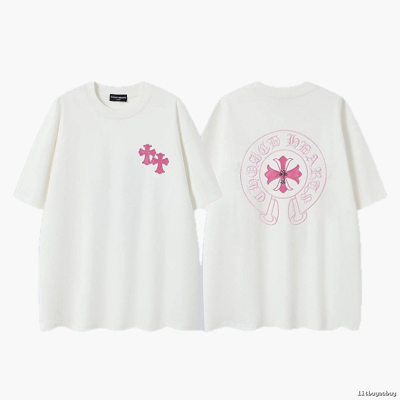 Chrome Hearts Cross Embroidered Street Style Off-White T-Shirt