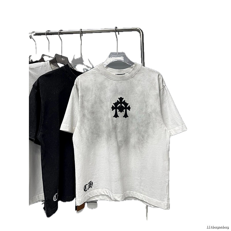 Chrome Hearts Cross Embroidered Street Style White T-shirt