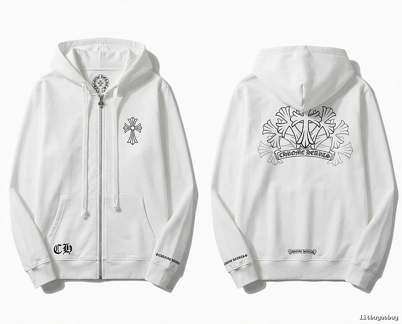 Chrome Hearts Cross Trendy and Cool Style White Sweatshirt