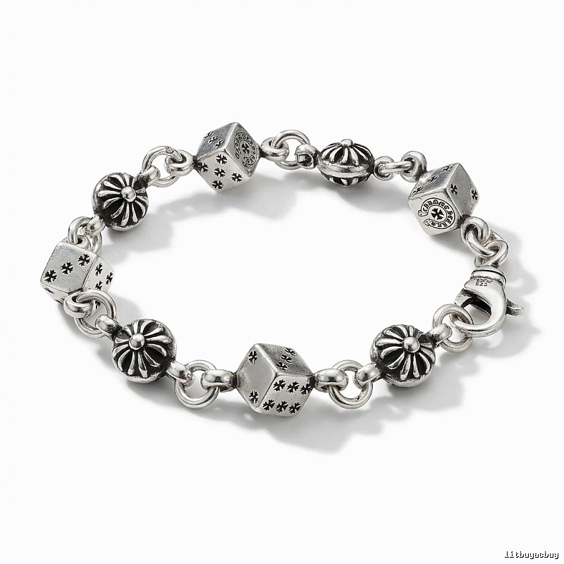 Chrome Hearts Dice Retro Style Silver Bracelet