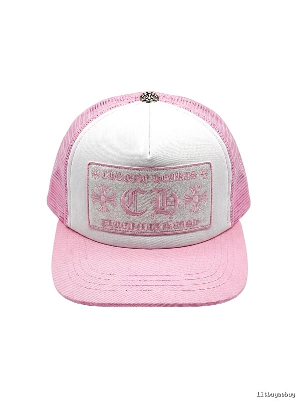 Chrome Hearts Pink and White Patchwork Trendy Hat