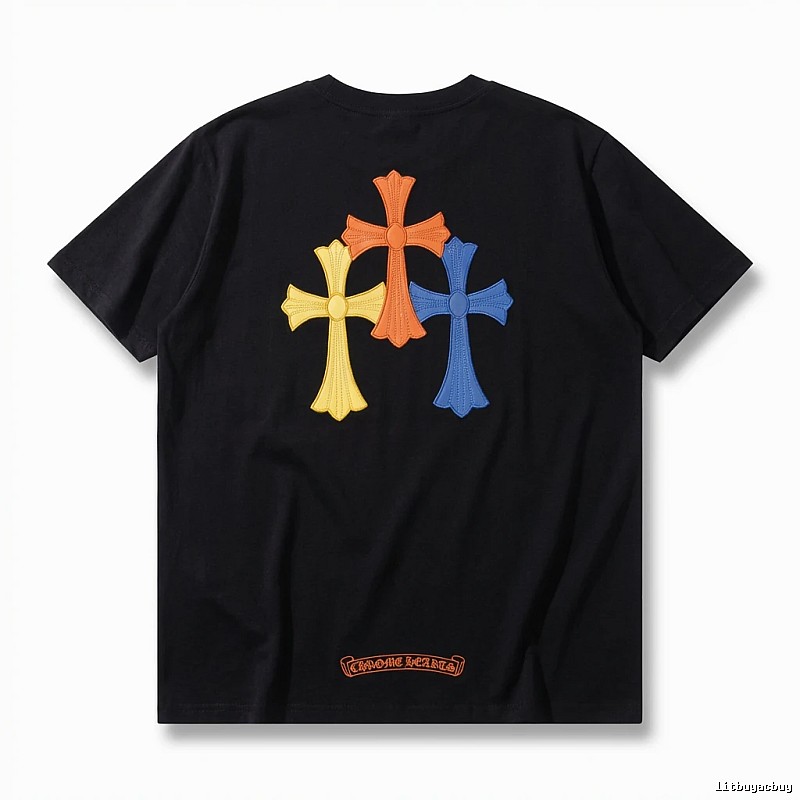 Chrome Hearts Three-color Cross Black Short-sleeve Shirt