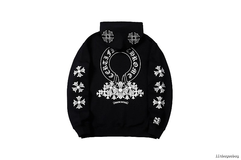 Chrome Hearts Urban Cross graphic hoodie Black Blue Cross with Statement Pattern
