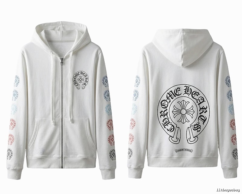 Chrome Hearts White Hoodie with Horseshoe Print Style