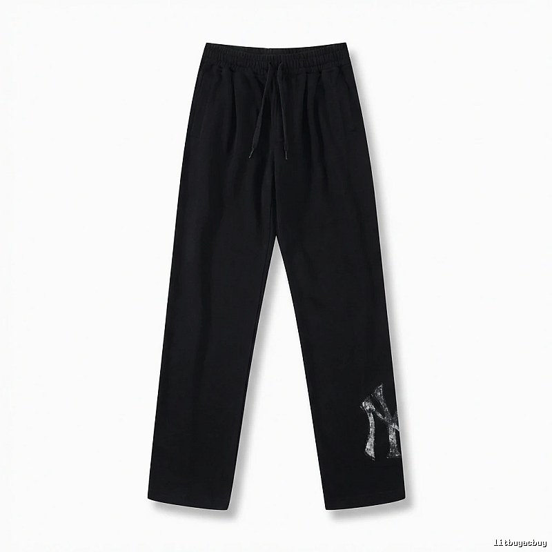 Classic trendy brand black trousers of MLB