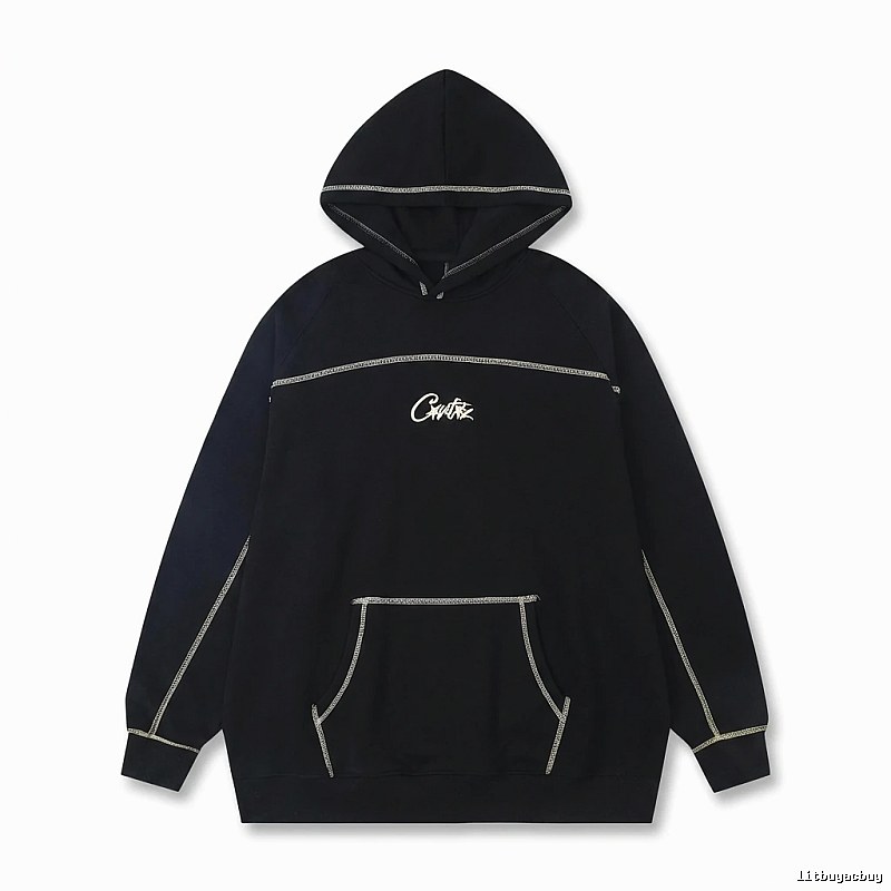 Corteiz Embroidered Simple Style Black Sweatshirt