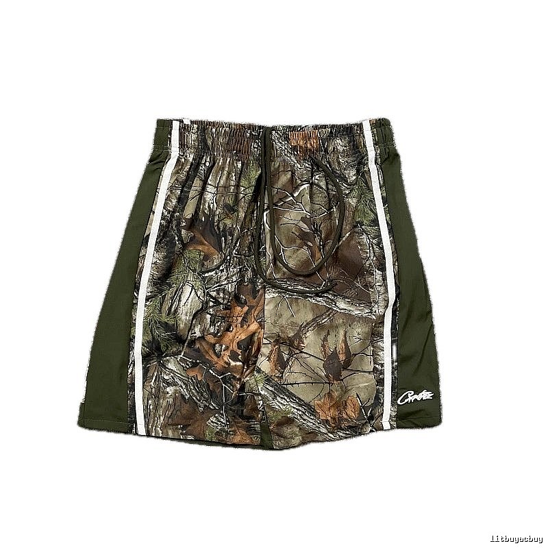 Corteiz Street Style Camouflage Army Green Athletic Shorts