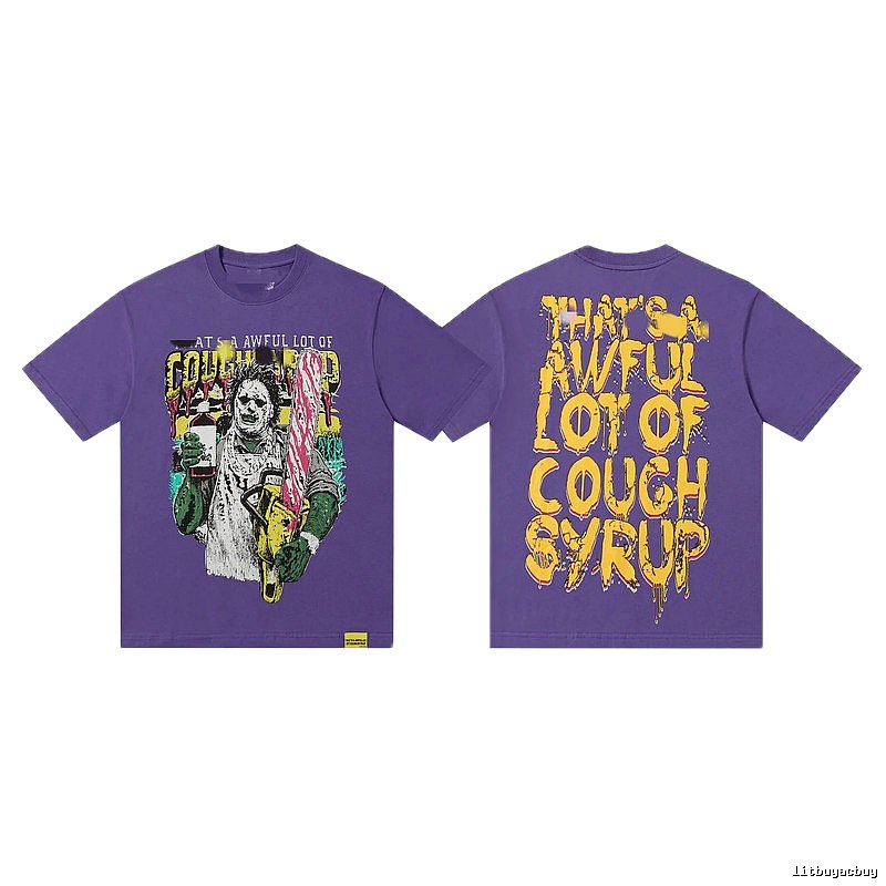 COUGH SYRUP American Street Style Purple Printed Short Sleeve T-Shirt