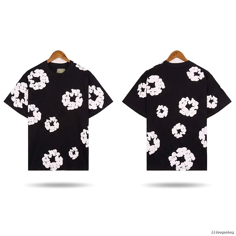 DENIM TEARS Black and White Retro Short-sleeve Shirt