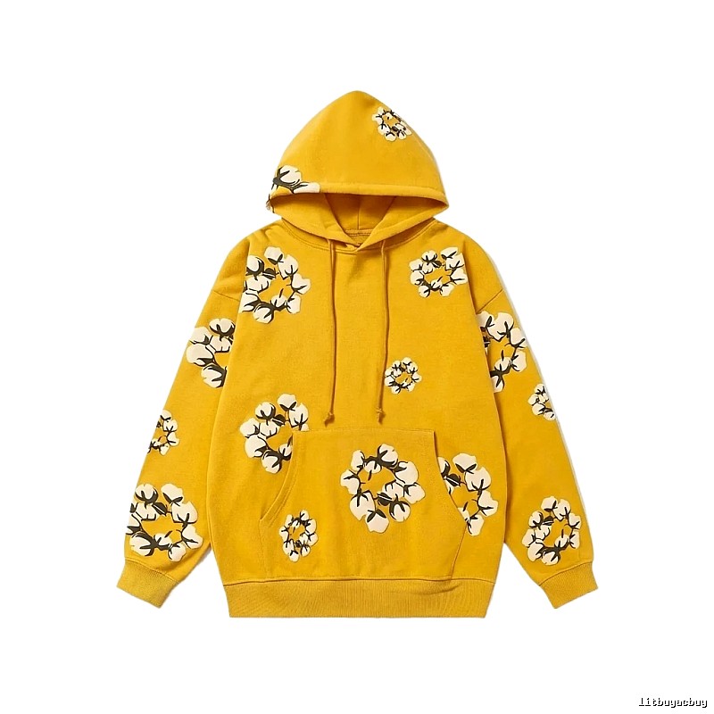 DENIM TEARS Floral Style Yellow Hoodie