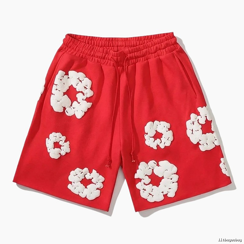 DENIM TEARS Red and White Retro Shorts