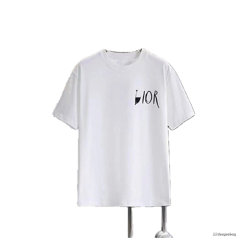 Dior Graffiti Casual Style White Short-sleeve T-shirt