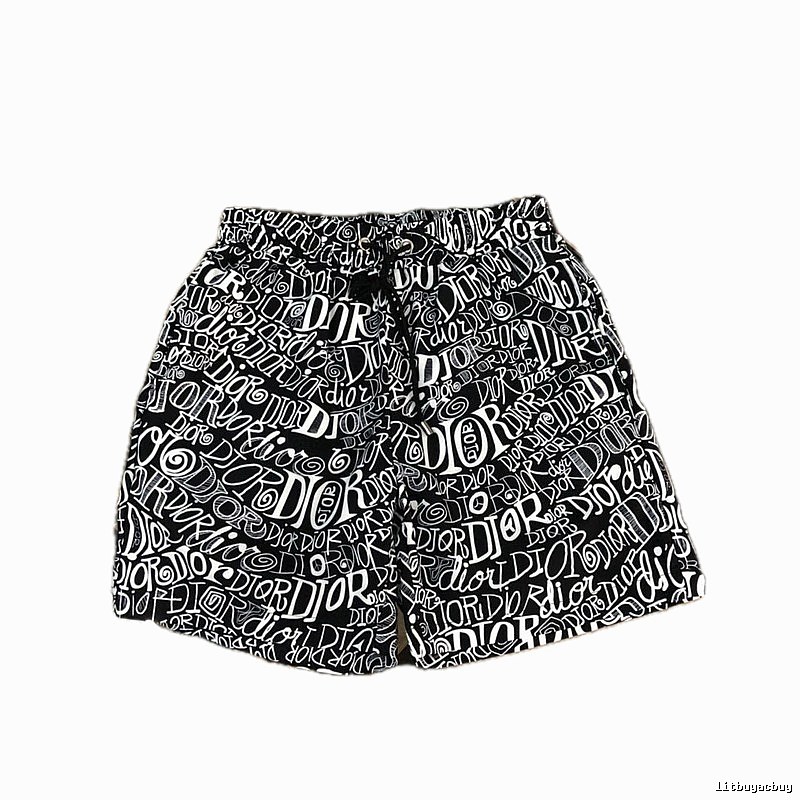 Dior Graffiti Collection Trendy Cool Style Black and White Shorts