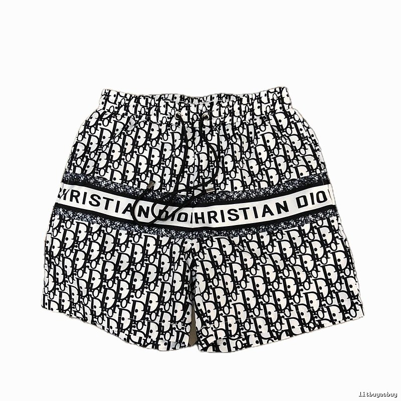 Dior Monogram All-over Print Light Luxury Style Black and White Shorts