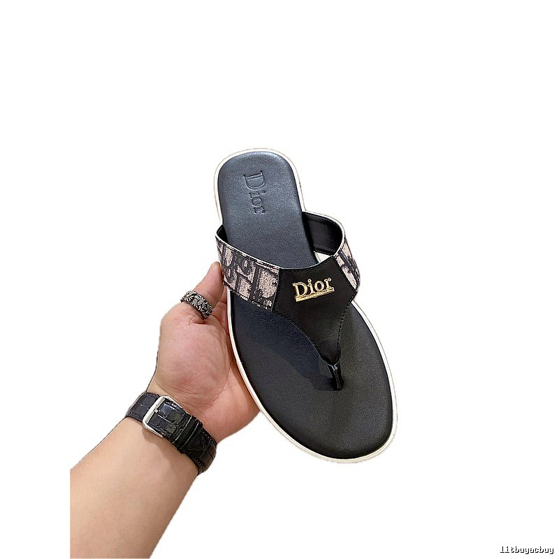 Dior Vintage-style Monogram Black Flip-Flops