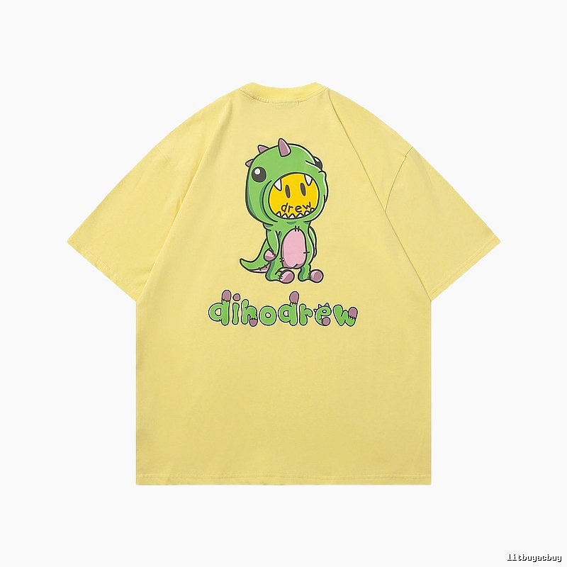 DREW Dinosaur Print Street Style Yellow Short-sleeve T-shirt