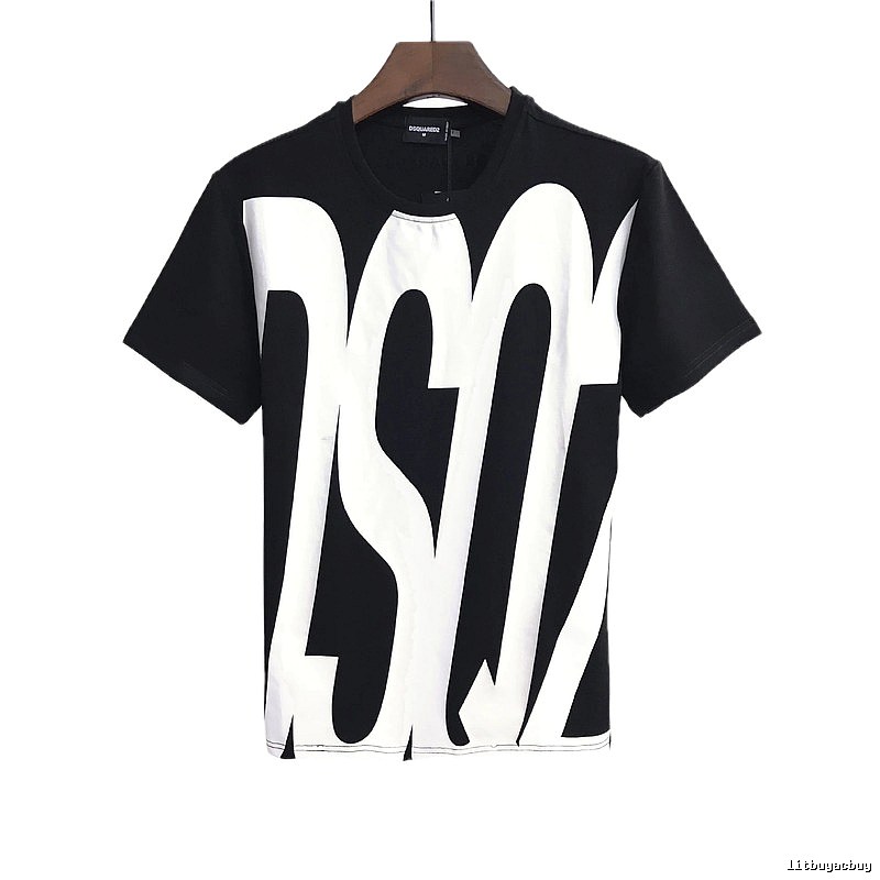 DSQ Large Letter Street Style Black and White Short Sleeve T-Shirt