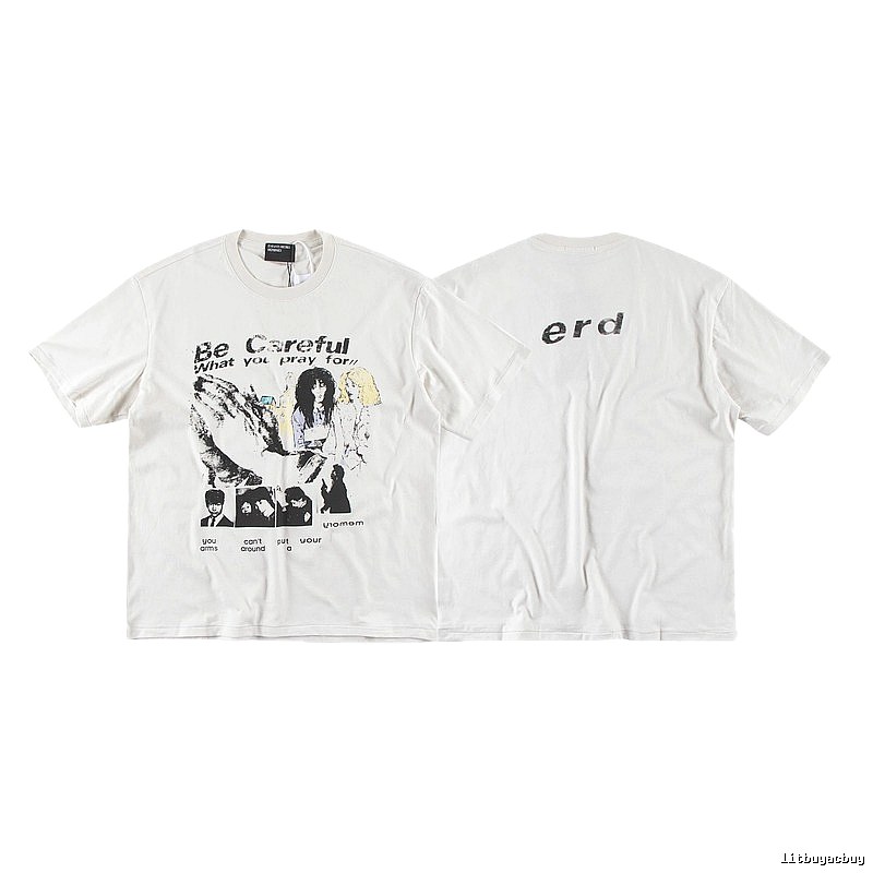 ERD Vintage Portrait Print Off-white Short-sleeved T-Shirt