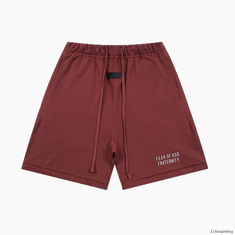 ESSENTIALS minimalist style wine red shorts