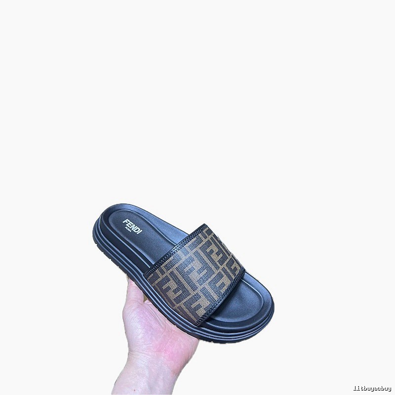 Fendi FF Monogram Vintage-style Brown and Black Slippers