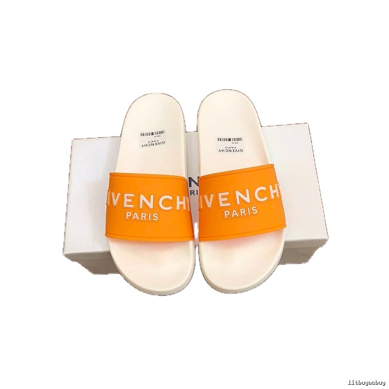 Givenchy Alphabet Series Minimalist Style White & Orange Slide Sandals