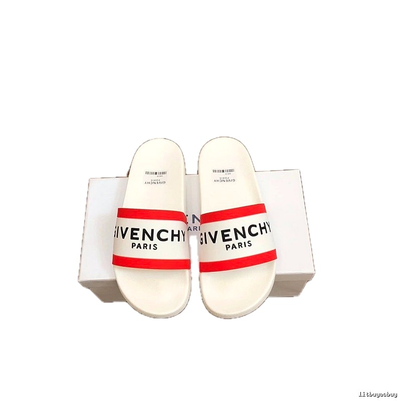 Givenchy Casual Style Letter Print White and Red Slides