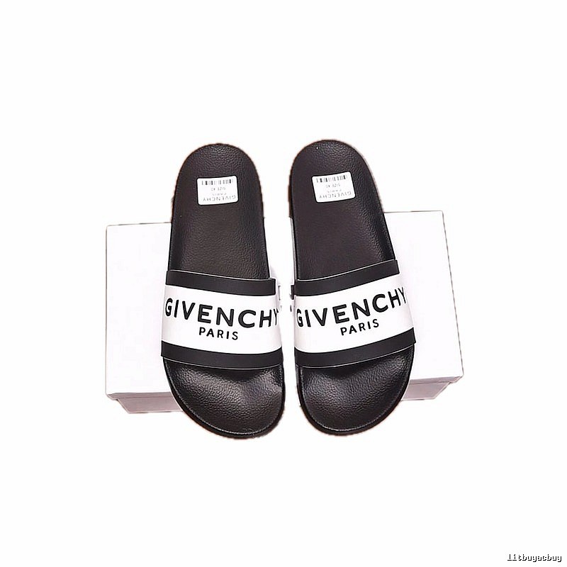 Givenchy Letter Printed Streetwear-style Black and White Slides
