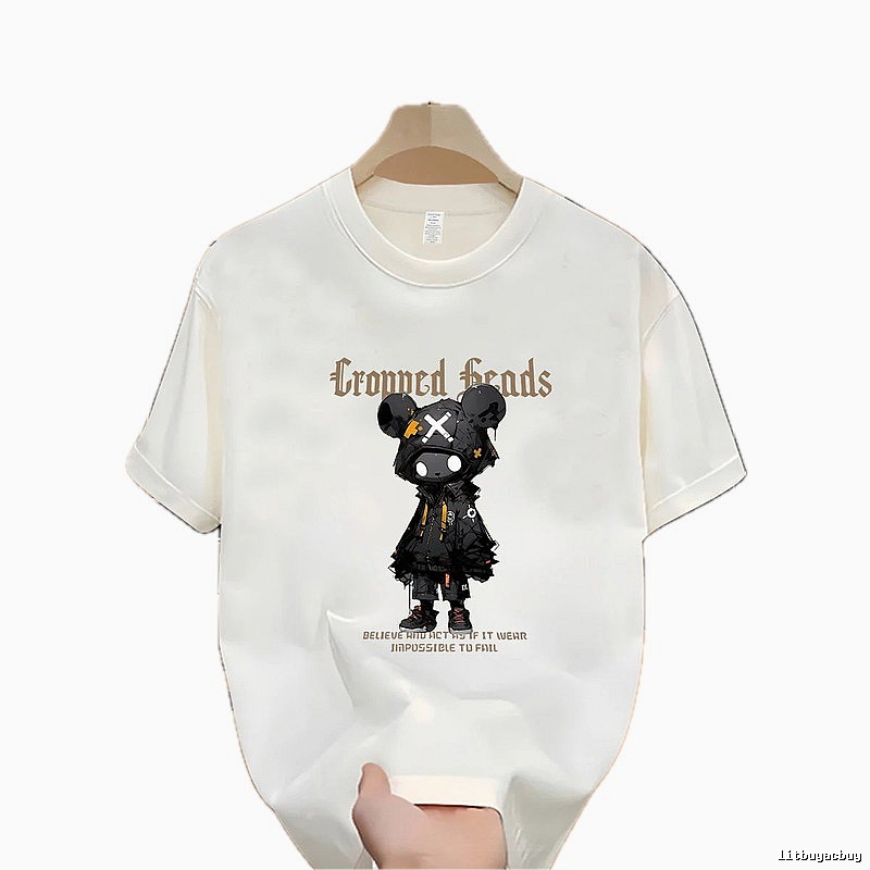 Gloomy Bear Printed Street-style Off-white Short-sleeve T-shirt