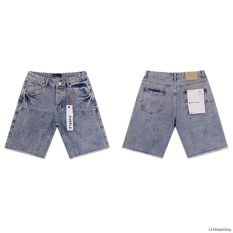 Godspeed Ink-splashing Street Style Light Blue Denim Shorts