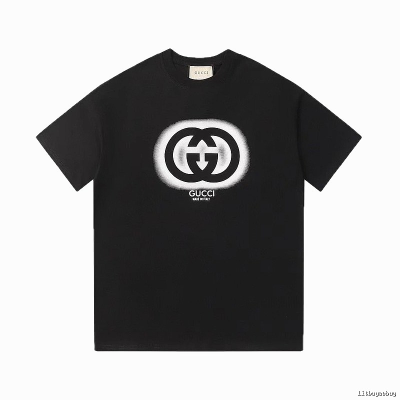 Gucci Double G Print Vintage Style Black T-Shirt