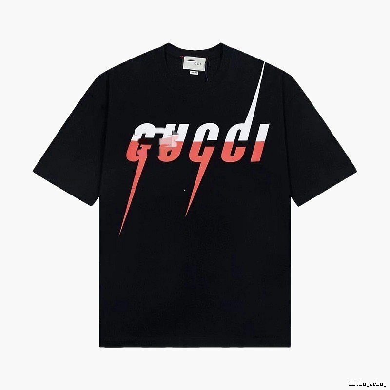 Gucci Lightning Print Trendy Style Black T-Shirt