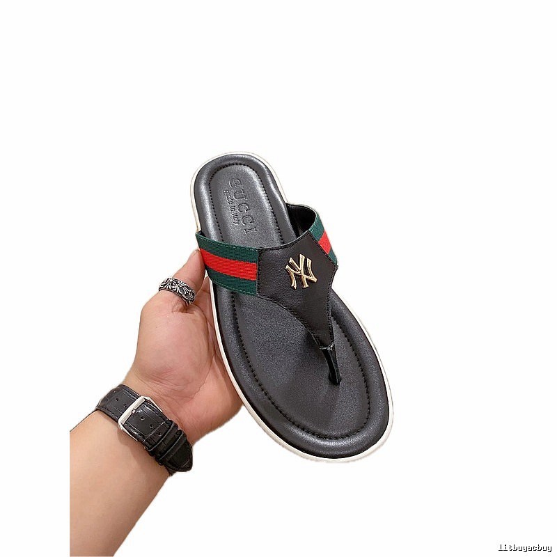 Gucci NY Webbing Trendy Style Black Flip-Flops
