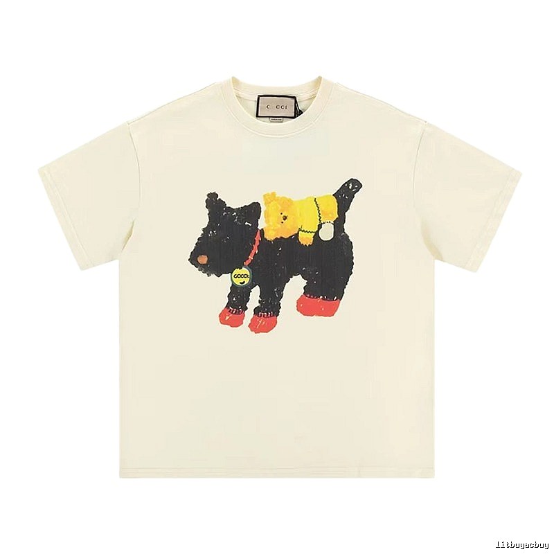 Gucci Puppy Print Casual Off-white T-shirt