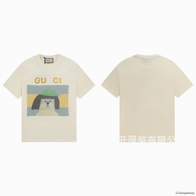 Gucci Puppy Print Casual Style Off-white T-shirt