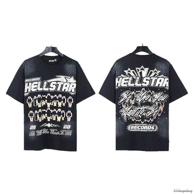 Hellstar Records American Street Style Black T-Shirt
