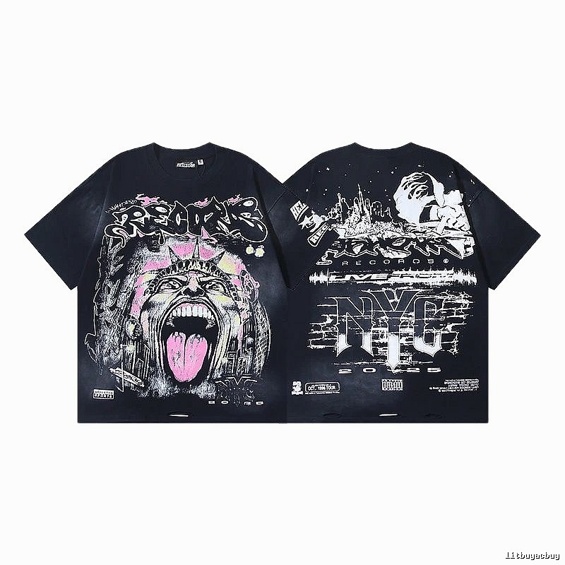 HellstarNYC Street Punk Style Black T-shirt