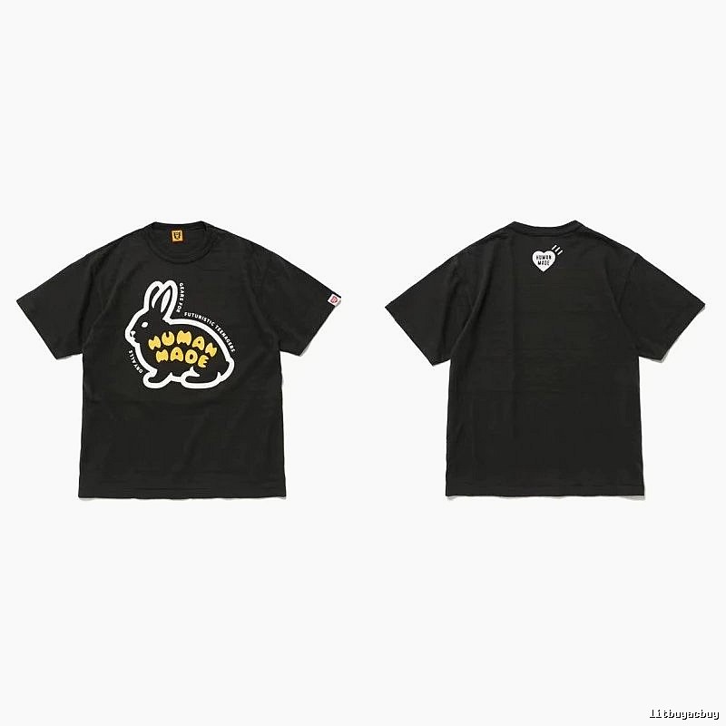 Human Made Streetwear Heart logo T-shirt Black Green Human with Practical Shape