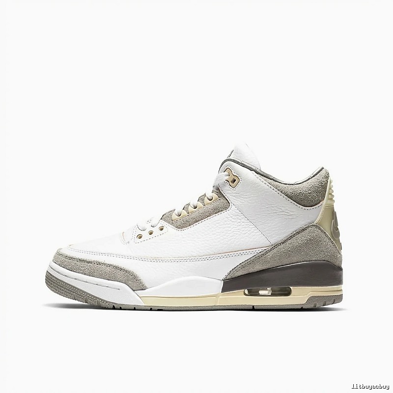 Jordan AJ3 trendy gray and white sneakers