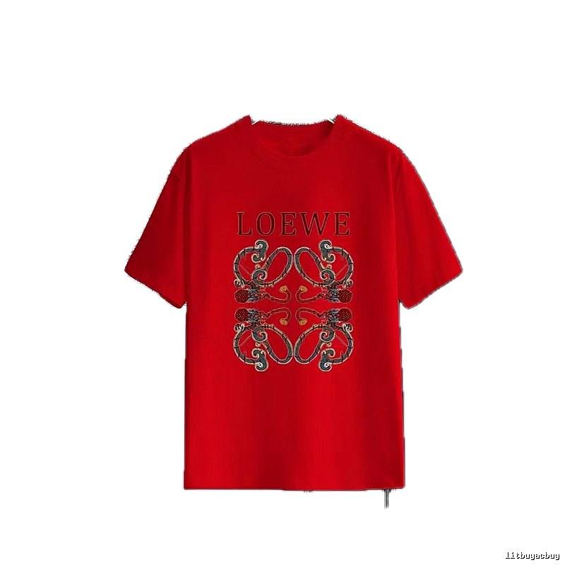 LOEWE Totem Print Vintage-Style Red T-Shirt