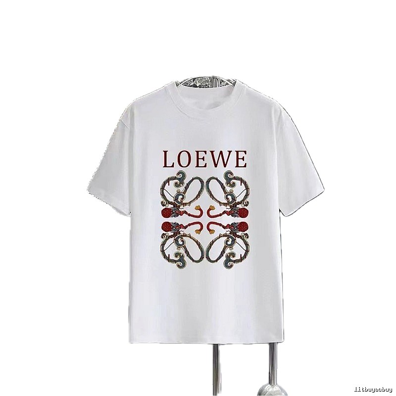 LOEWE Vintage-style Dragon Print White T-Shirt
