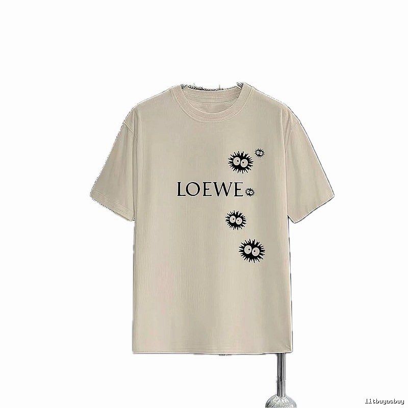 LOEWE x My Neighbor Totoro Collaboration Casual-style Beige Short-sleeve T-shirt