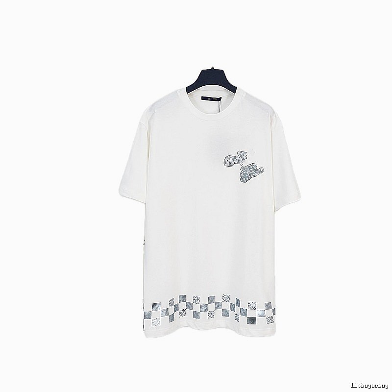 Louis Vuitton Checkerboard Casual Style White T-Shirt