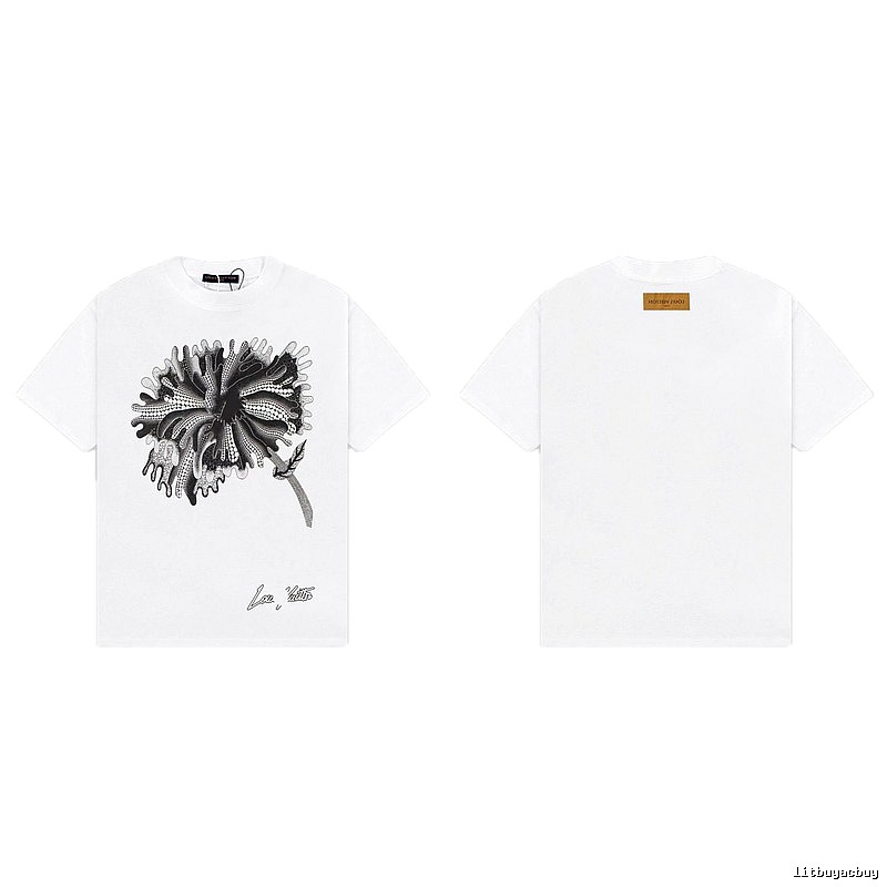 Louis Vuitton Floral Print Trendy Style White T-shirt