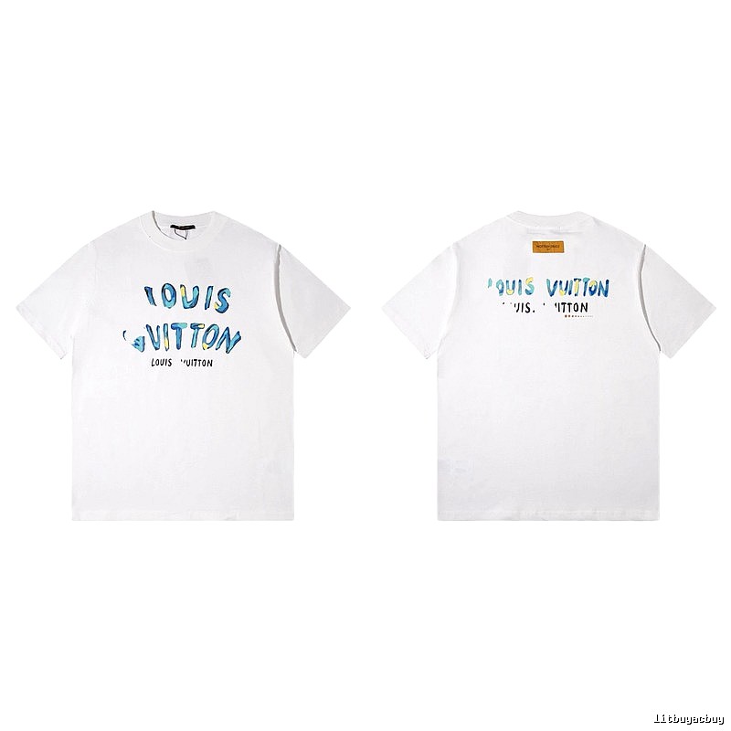 Louis Vuitton Hand-painted Graffiti Casual Style White T-shirt